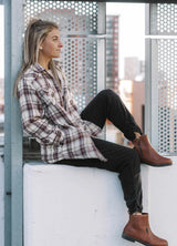 Women's Flannel Shirt Jacket,Sherpa-Lined Plaid