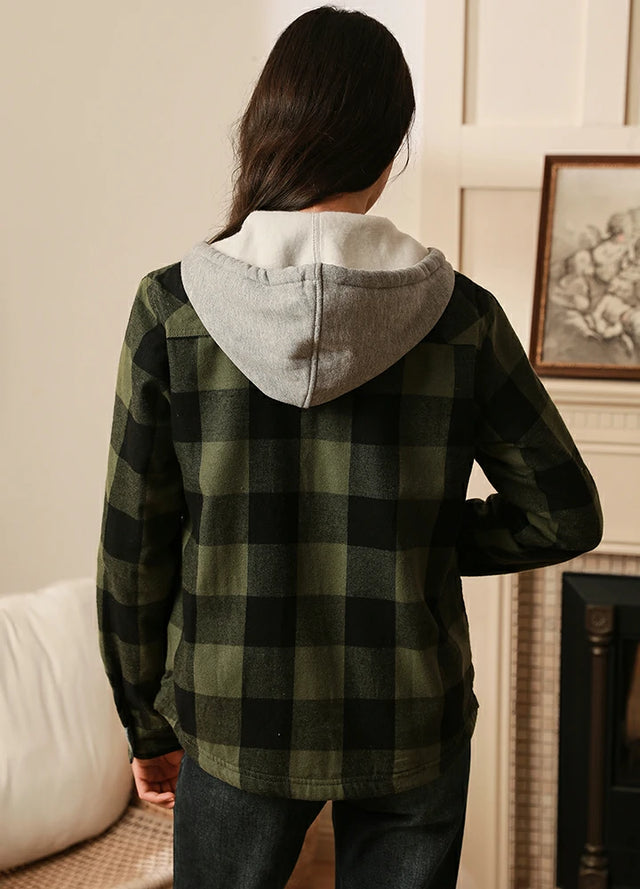 Women's Matching Family Green Fleece Lined Flannel Shirt