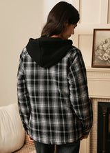 Women's Matching Family Black White Quilted Flannel Hoodie