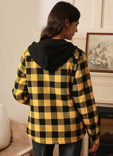 Women's Matching Family Buffalo Yellow Quilted Lined Flannel Hoodie