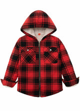 Boys Sherpa Lined Flannel Jacket,Full Zip Up Plaid