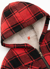 Boys Sherpa Lined Flannel Jacket,Full Zip Up Plaid