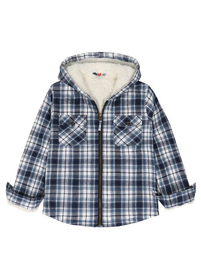 Front view of boys oceanic delight flannel jacket