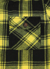 Close-up of boys mango yellow flannel jacket with pocket