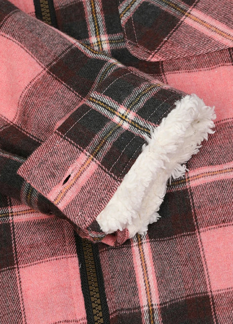 Detailed view of the interior cuffs on  girls crystal rose flannel jacket 