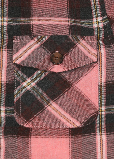 Detail of girls crystal rose flannel jacket pocket with button