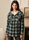 Women's Sherpa Lined Flannel Jacket with Hood,Button Up Plaid