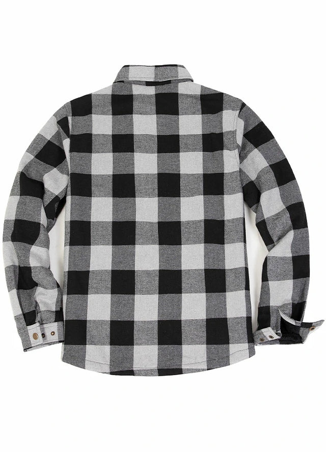 Men's Snap Front Flannel Shirt Jacket, Sherpa-Lined Plaid Shacket