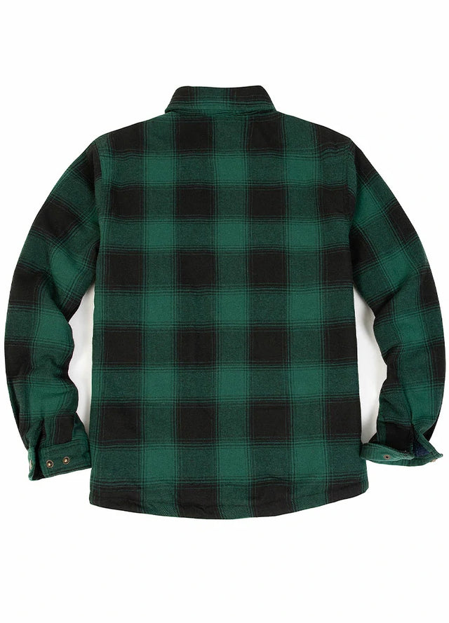 Men's Snap Front Flannel Shirt Jacket, Sherpa-Lined Plaid Shacket