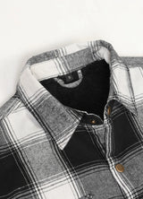 Men's Snap Front Flannel Shirt Jacket, Sherpa-Lined Plaid Shacket