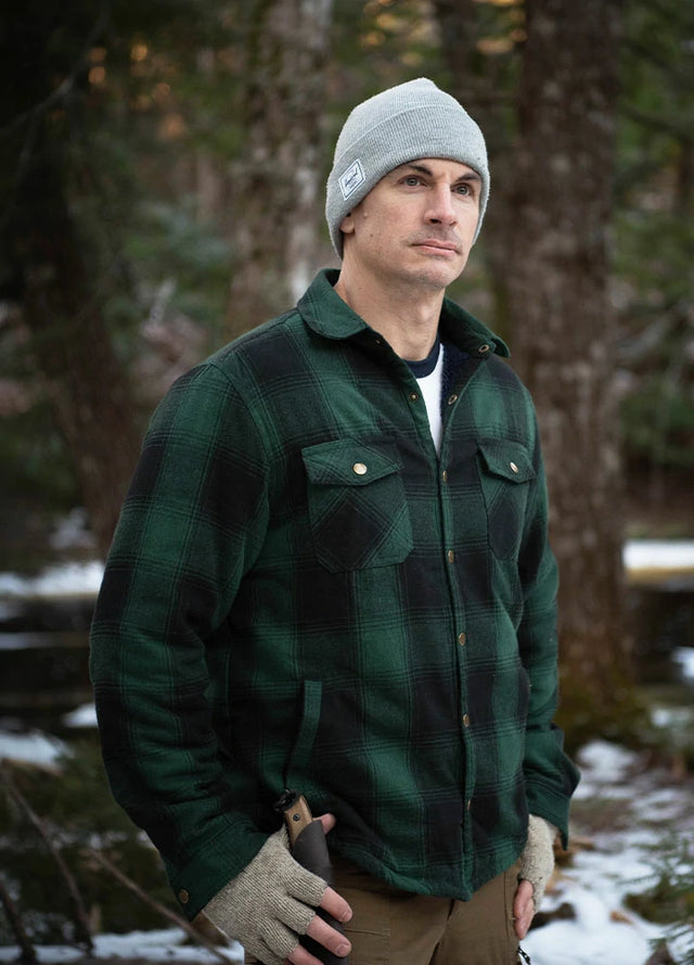 Men's Snap Front Flannel Shirt Jacket, Sherpa-Lined Plaid Shacket