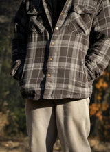 Men's Snap Front Flannel Shirt Jacket, Sherpa-Lined Plaid Shacket