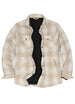 Front view of desert glow men's snap button flannel checked jacket