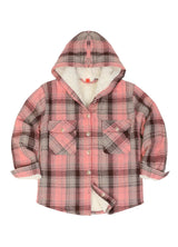 Girls Hooded Plaid Flannel Shirt Jacket,Sherpa Lined