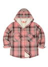 Girls Hooded Plaid Flannel Shirt Jacket,Sherpa Lined