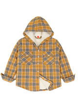 Girls Hooded Plaid Flannel Shirt Jacket,Sherpa Lined