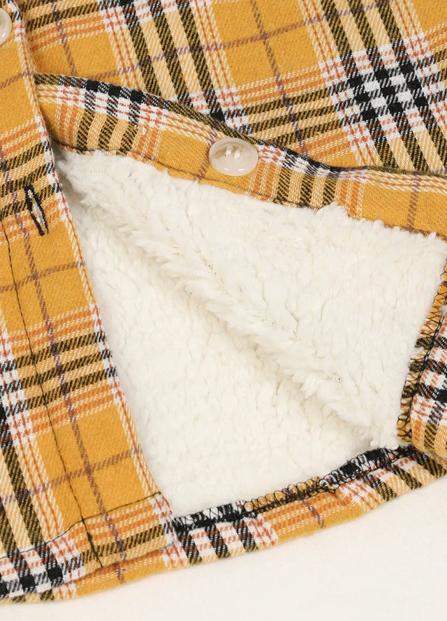 Girls Hooded Plaid Flannel Shirt Jacket,Sherpa Lined