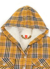 Girls Matching Family Yellow Hooded Plaid Flannel Shirt Jacket