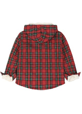 Back view of boys christmas red flannel jacket