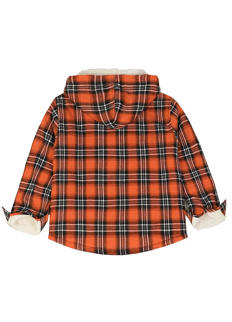 Back view of boys energetic aura flannel jacket