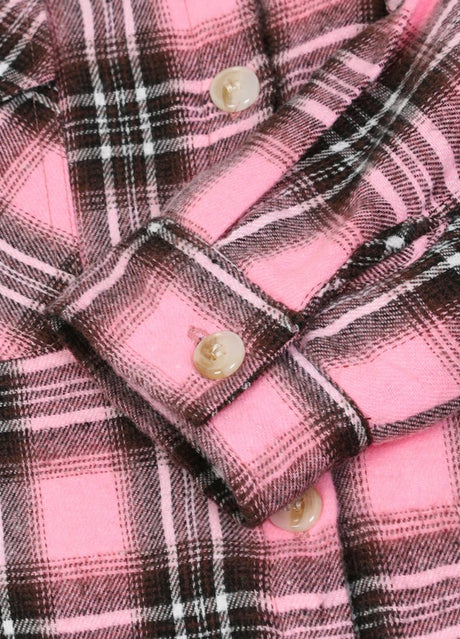 Close-up of kids flannel jacket cuffs with button