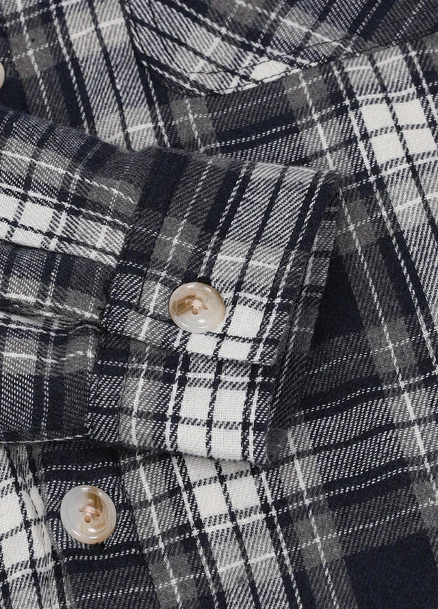 Close-up of boys flannel jacket with cuffs