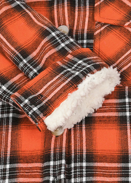 Close-up of the interior cuffs of  kids energetic aura flannel jacket