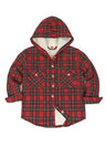 Front view of boys warm plaid flannel shirt for boys