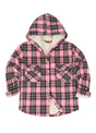 Front view of kids soft dawn blush thick flannel jacket