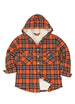 Front view of kids energetic aura flannel jacket with hood