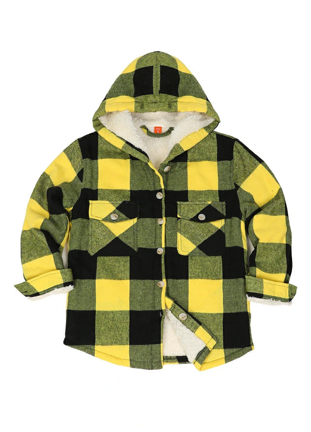 Front view of sozy flannel jacket for boys