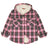 Front view of kids dawn blush flannel jacket