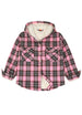 Front view of kids dawn blush flannel jacket