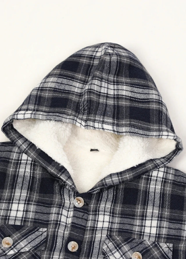 Boys Sherpa Lined Flannel Plaid Shirt Jacket Hooded Flannel Jacket Kid FlannelGo