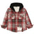 Front view of kids fleece-lined crimson shadow flannel jacket