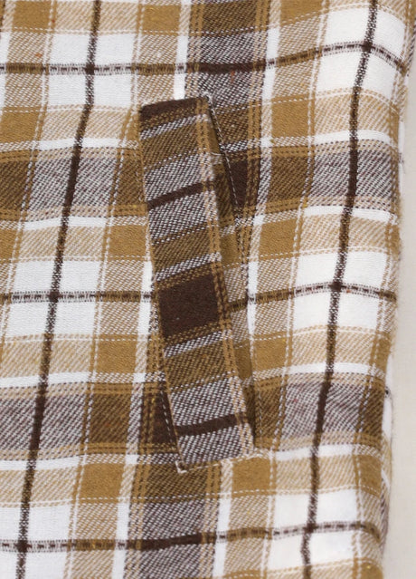 Detail of kids mocha white flannel jacket with warm hand pocket