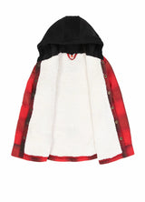 Toddler Boys and Girls Sherpa-Lined Snap Flannel Shirt,Hooded Plaid