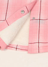 Women's Sherpa-Lined Snap Button Flannel Jacket with Fleece Hood