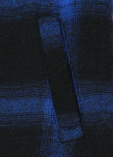 Detail of kids blue black hooded flannel jacket with side pocket