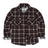 Front view of crimson blush kids wildlife adventure flannel plaid shirt