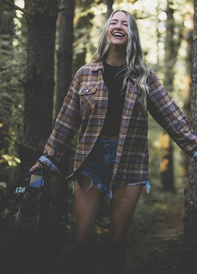 Women's Wildlife Adventure Flannel Plaid Shirt