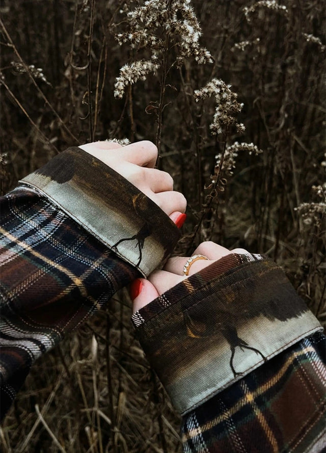 Women's Wildlife Adventure Flannel Plaid Shirt