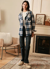 Women's Wildlife Adventure Flannel Plaid Hooded Shirt