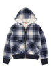 Front view of kids ocean breeze tartan full zip hooded sweatshirt jacket