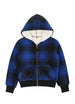 Front view of kids navy black full zip hooded sweatshirt jacket