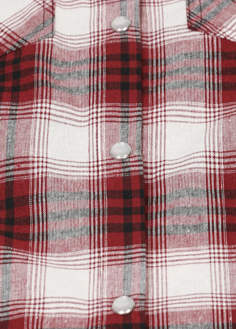 Close-up of kid's wine sleeveless western vest with buttons