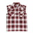 Front view of wine kid's pearl snap western plaid vest