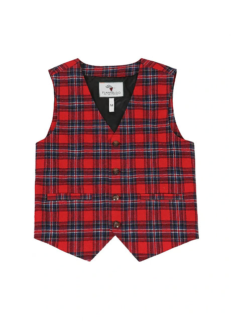 Front view of kids crimson navy dressy suit vest