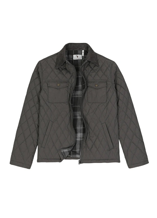 Men's Zip Up Lightweight Quilted Lined Shirt Jacket