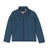 Front view of kid's navy zip-up lightweight quilted shirt jacket